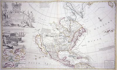 Et dobbeltsidig kart over Nord-Amerika, ca. 1708-20 av English School