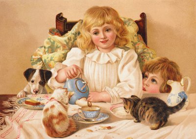 Et familieteselskap (chromolitho) av English School