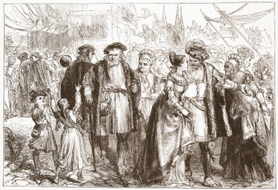 A Gala-Day in Nuremberg: Time, Sixteenth Century, illustrasjon fra The History of Protestantism av James Aitken Wylie (1808-1890), pub. 1878 av English School