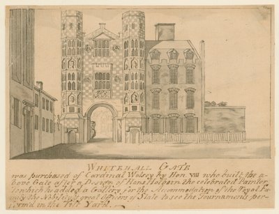 En port som tilhører det gamle palasset i Whitehall av English School