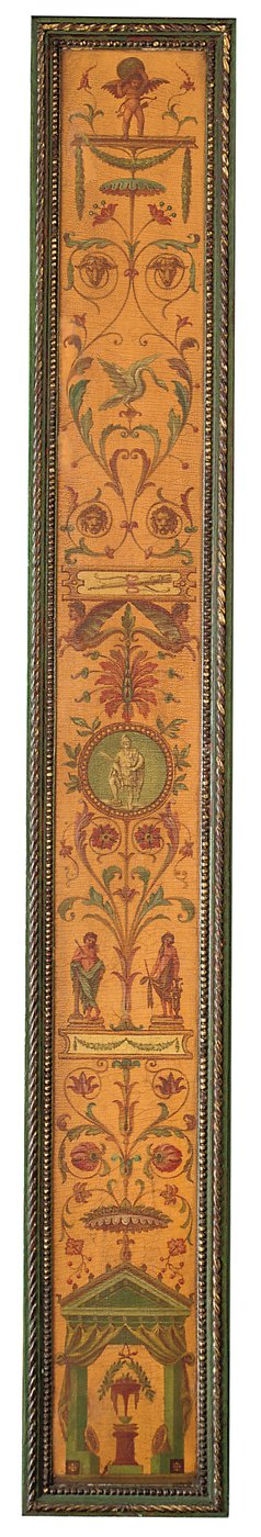 En bokhylle i George III-stil, ca. 1880 (forgylt, grønt og polykrommalt tre) av English School