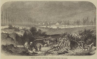 En tysk avansert post nær Phalsbourg under beleiringen (gravering) av English School