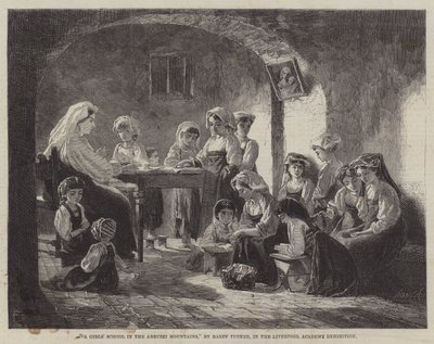 En jenteskole i Abruzzi-fjellene (gravering) av English School