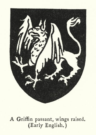 Ein schreitender Greif, Flügel erhoben, Frühenglisch (Gravur) von English School