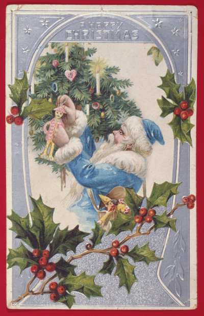 "A Happy Christmas", viktoriansk kort (chromolitho) av English School