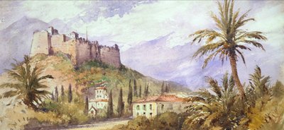 A Hill Fort in the Atlas Mountains, ca. 1860-70 (akvarell på papir) av English School