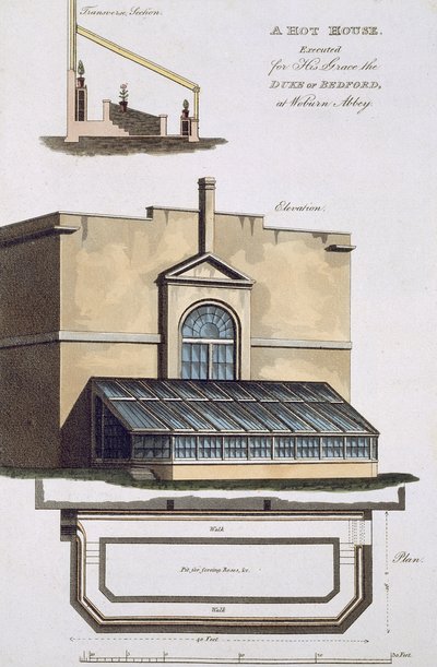Et varmt hus henrettet for sin nåde, hertugen av Bedford i Woburn Abbey, 1806 av English School