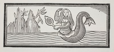 En havfrue, som signaliserer ødeleggelse til sjøfolk, illustrasjon fra Chap-books of the Eighteenth Century av John Ashton, pub. 1882 av English School