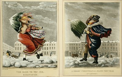 En god jul og et godt nytt år i London: And the Same to You, Sir, and Many of Em, gravert av G. Hunt, 1827 av English School