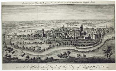 A Perspective View of the City of Bath, gravert for Universal Magazine, ca. 1750 av English School