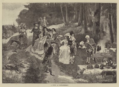 En piknik ved Fontainebleau (gravering) av English School