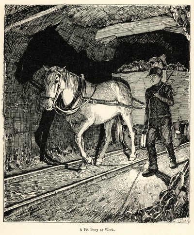 A Pit Pony at Work (gravering) av English School