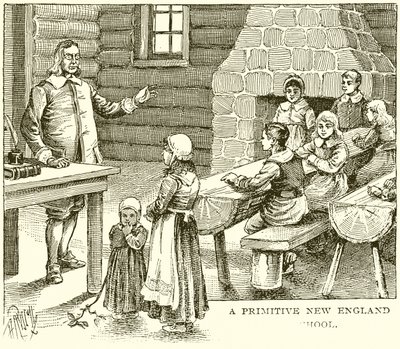 Eine primitive Schule in Neuengland von English School