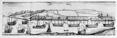 Et prospekt av Chatham Dock fra Finsbery Windmill (gravering) av English School