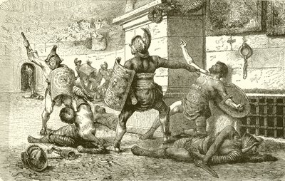 En romersk ferie. Kamp av gladiatorer. The Vanquished appellerer til tilskuerne av English School