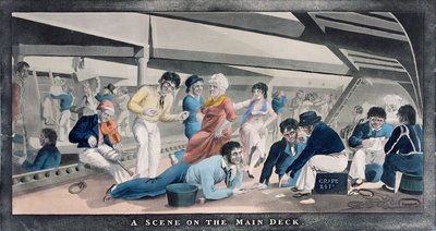 A Scene on the Main Deck, utgitt av I.W. Laird, 1841 av English School