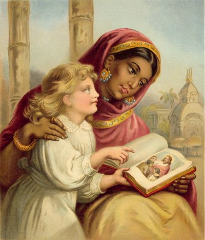 A Scripture Lesson - Indisk jente som lærer et engelsk barn av English School
