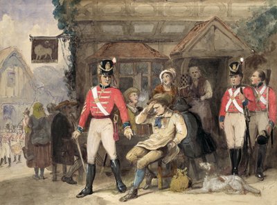 A Shilling for the King, 1812 (wc på papir) av English School