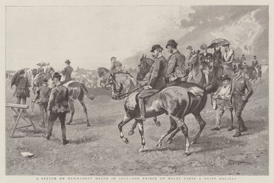 En skisse på Newmarket Heath i juli, prinsen av Wales tar en kort ferie (gravering) av English School
