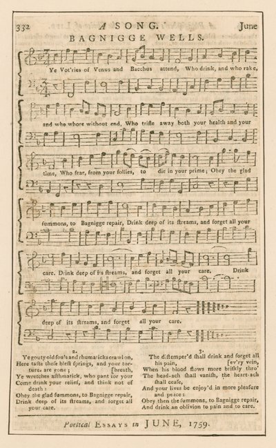 En sang: Bagnigge Wells, London; musikk av English School