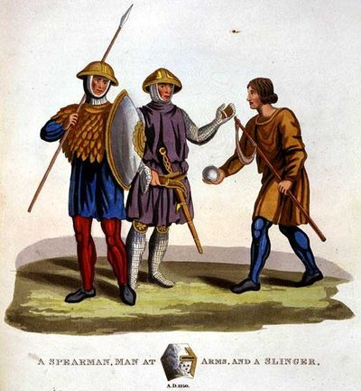 En spydmann, våpenmann og en anhuker av English School