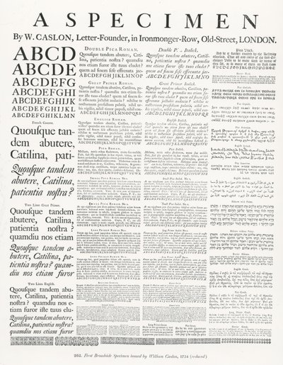 Et eksemplar av W.Caslon av English School