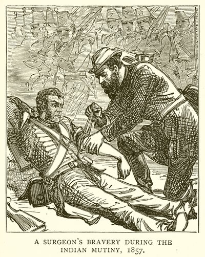A Surgeons Bravery under the Indian Mytery, 1857 av English School