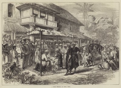 Et tigerbryllup i Coorg, India (gravering) av English School