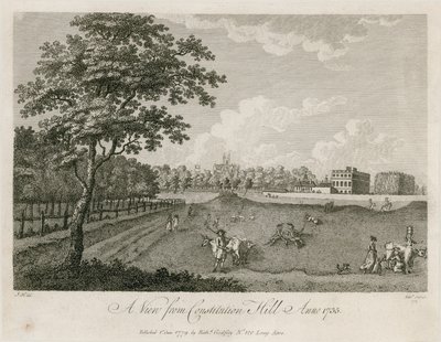 En utsikt fra Constitution Hill, 1735 av English School