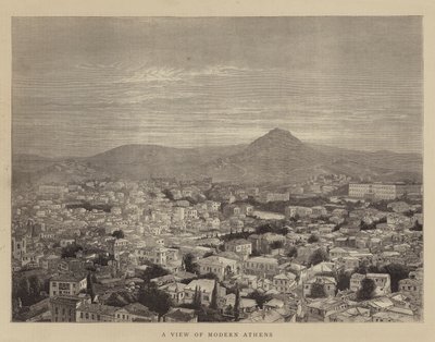 En utsikt over det moderne Athen (gravering) av English School