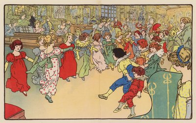 En barnefest i gamle dager (fargelitografi) av English School