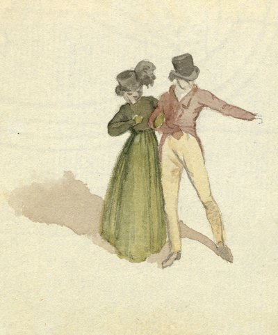 Et par rusler, ca. 1825 (wc på papir) av English School