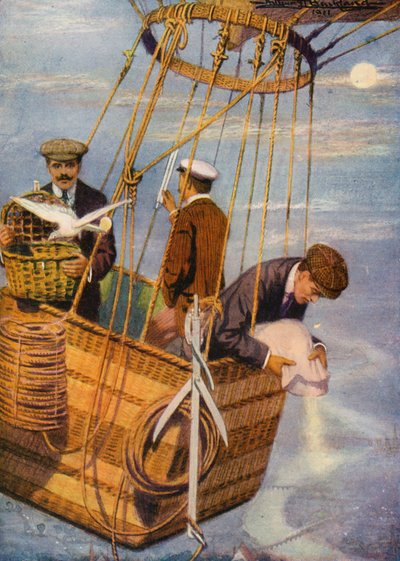 Et cruise i skyene (fargelitografi) av English School