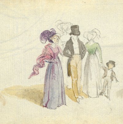 En familievandring, ca. 1825 (wc på papir) av English School