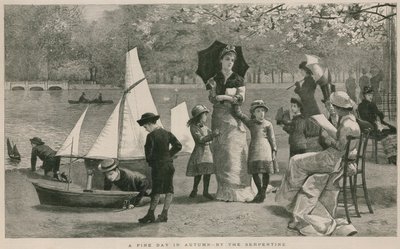 En fin dag på høsten ved Serpentine, Hyde Park, London av English School