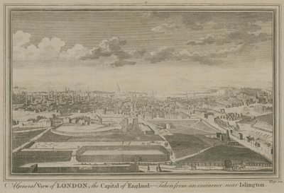Et generelt syn på London, hovedstaden i England, tatt fra en eminens nær Islington av English School