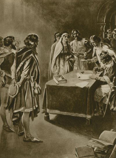En kongens kongelige charter for å grave kull (gravyr) av English School