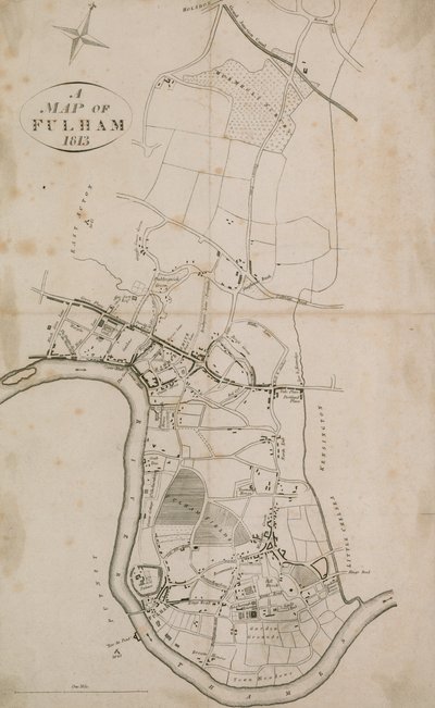 Et kart over Fulham, London, 1813 av English School