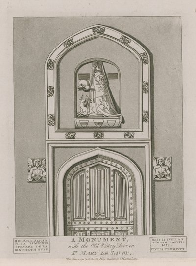 Et monument med den gamle sakristidøren i St Mary le Savoy av English School