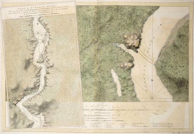 En plan for Fort Montgomery og Fort Clinton, 1774-1779 av English School