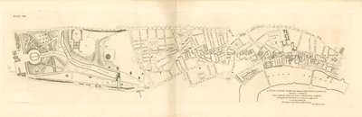 En plan for Hyde Park og en del av City of London, som viser en posisjon for et kongelig palass av English School