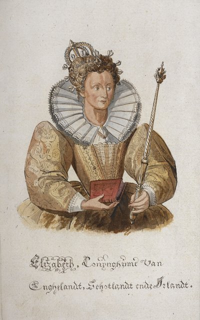 Et portrett av dronning Elizabeth I av England. av English School