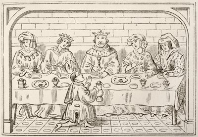 En kongelig bankett, fra The National and Domestic History of England av William Hickman Smith Aubrey (1858-1916) utgitt London, ca. 1890 av English School