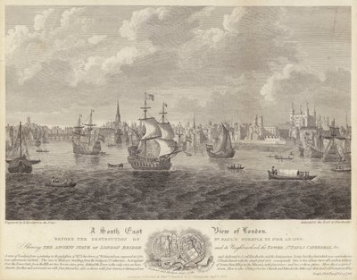En sørøstlig utsikt over London (gravering) av English School