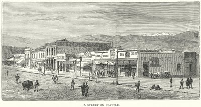 En gate i Seattle (gravering) av English School