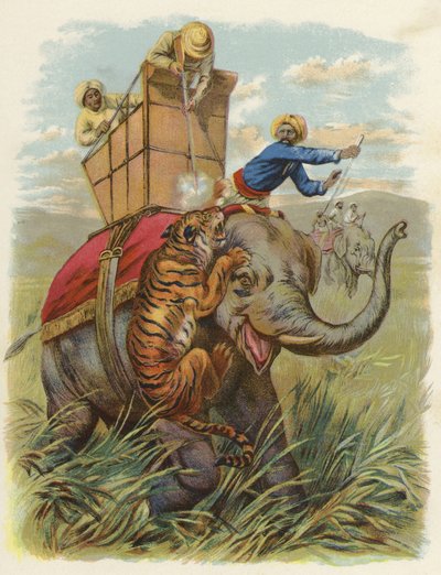 En tigerhund i India (chromolitho) av English School