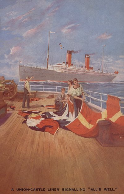 En unionsborgforing som signaliserer Alt er vel (fargelitografi) av English School