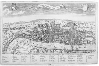 En utsikt over London rundt år 1560 (gravering) av English School