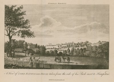En utsikt over Lord Mansfields House tatt fra siden av parken hans ved siden av Hampstead av English School