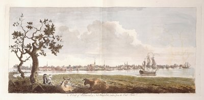 En utsikt over Portsmouth, i New Hampshire, tatt fra East Shore, 1774-1779 av English School